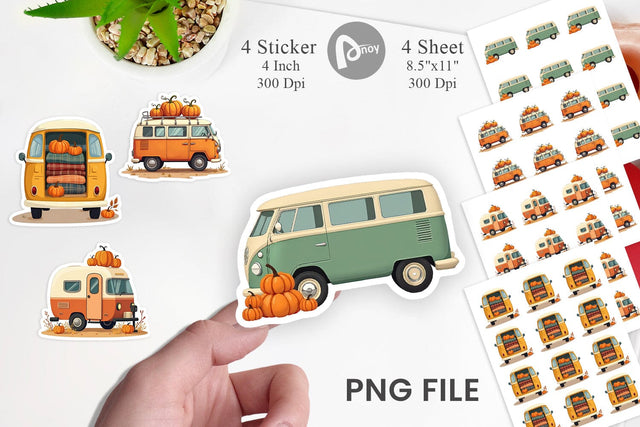 Boho Fall Camper Sticker Sublimation artnoy 