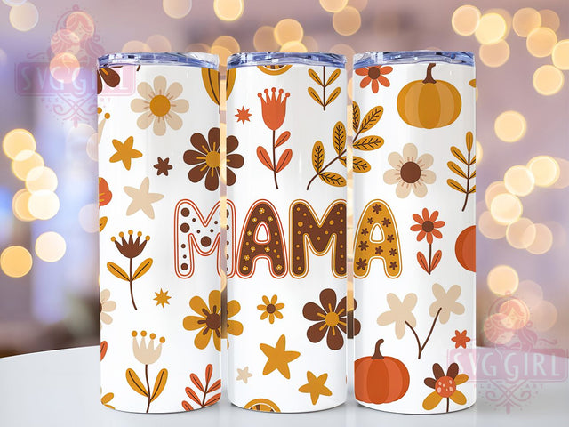 Boho Fall Mama Retro Autumn Tumbler, Retro Autumn Floral Cup, 20Oz Tumbler Wrap, Sublimation Boho Design, Vintage Fall Drinkware, Hippie Mama Mug Wrap, Rustic Autumn Tumbler Sublimation SvggirlplusArt 