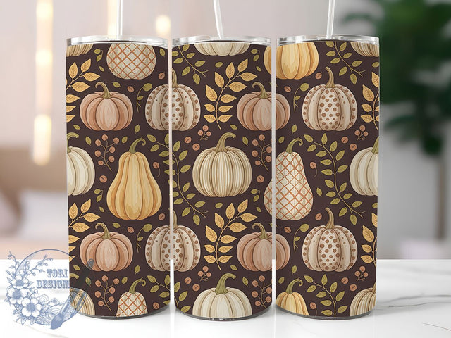 Boho Fall Pumpkin Autumn Tumbler, Boho Autumn Mug, Seamless Tumbler Wrap, Rustic Fall Drinkware, 20Oz Sublimation Design, Autumn Pumpkin Cup, Bohemian Coffee Cup Sublimation ToriDesigns 