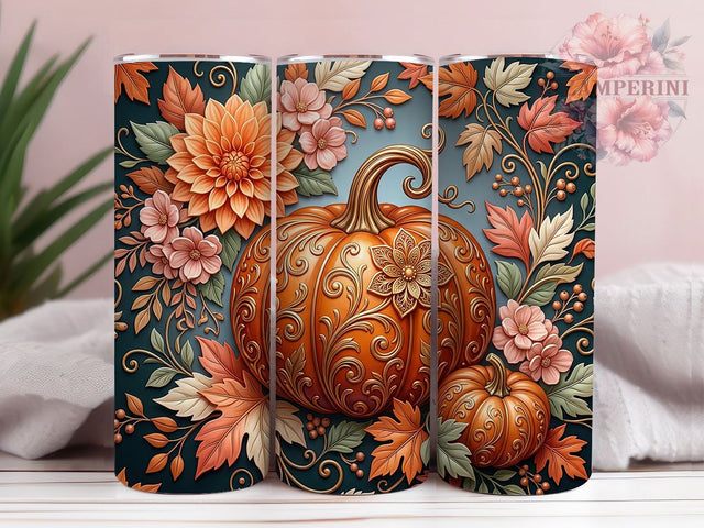 Boho Fall Pumpkin Floral 20oz Tumbler, Boho Fall Pumpkin, Pumpkin Floral, Pumpkin Tumbler, 20oz Tumbler, Boho Tumbler, Fall Tumbler, Tumbler Wrap Sublimation Li Zamperini 