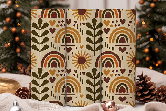 Boho Fall Rainbow 20oz Tumbler Wrap Sublimation DesignSVG 