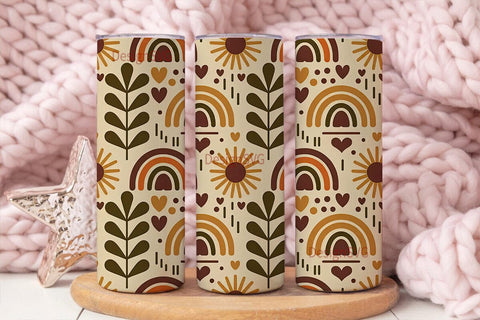 Boho Fall Rainbow 20oz Tumbler Wrap Sublimation DesignSVG 
