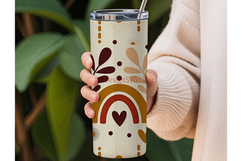 Boho Fall Rainbow 20oz Tumbler Wrap Sublimation DesignSVG 