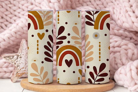 Boho Fall Rainbow 20oz Tumbler Wrap Sublimation DesignSVG 