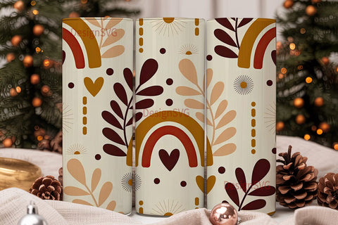 Boho Fall Rainbow 20oz Tumbler Wrap Sublimation DesignSVG 