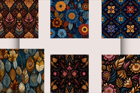Boho Fall Seamless Pattern Digital Pattern SVGArt 