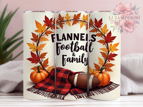 Boho Fall Tumbler, Rustic Thanksgiving Decor, Football Family Gift, 20oz Sublimation Wrap, Flannel Print Tumbler, Autumn Drinkware, Family Thanksgiving Design Sublimation Li Zamperini 