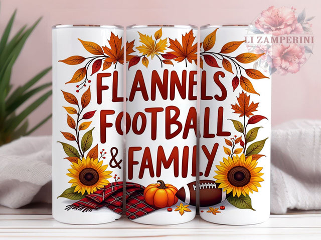 Boho Fall Tumbler, Rustic Thanksgiving Decor, Football Family Gift, 20oz Sublimation Wrap, Flannel Print Tumbler, Autumn Drinkware, Family Thanksgiving Design Sublimation Li Zamperini 