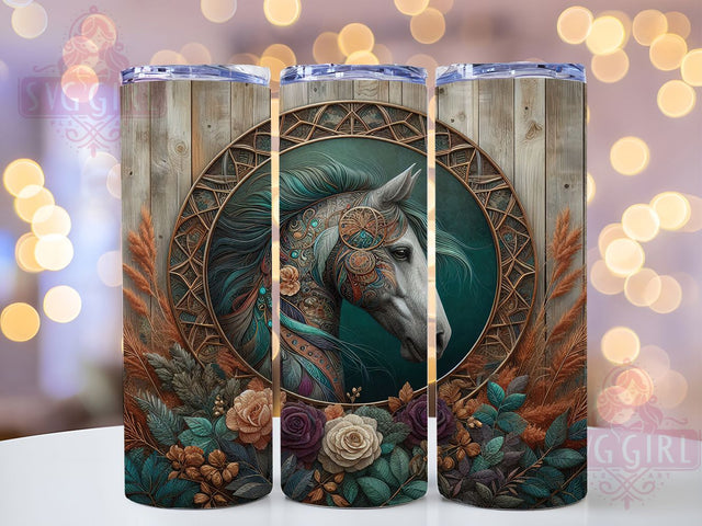 Boho Fantasy Horse Western 20oz Tumbler, Rustic Country, Fantasy Horse, Magical Design, Western Boho, Sublimation Wrap, 20Oz Tumbler Sublimation SvggirlplusArt 