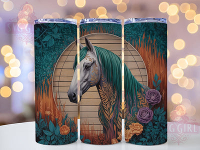 Boho Fantasy Horse Western 20oz Tumbler, Rustic Country, Fantasy Horse, Magical Design, Western Boho, Sublimation Wrap, 20Oz Tumbler Sublimation SvggirlplusArt 