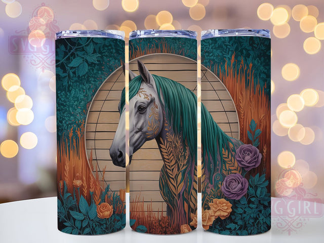 Boho Fantasy Horse Western 20oz Tumbler, Rustic Country, Fantasy Horse, Magical Design, Western Boho, Sublimation Wrap, 20Oz Tumbler Sublimation SvggirlplusArt 