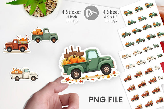 Boho Farm Trucks Sticker Sublimation artnoy 