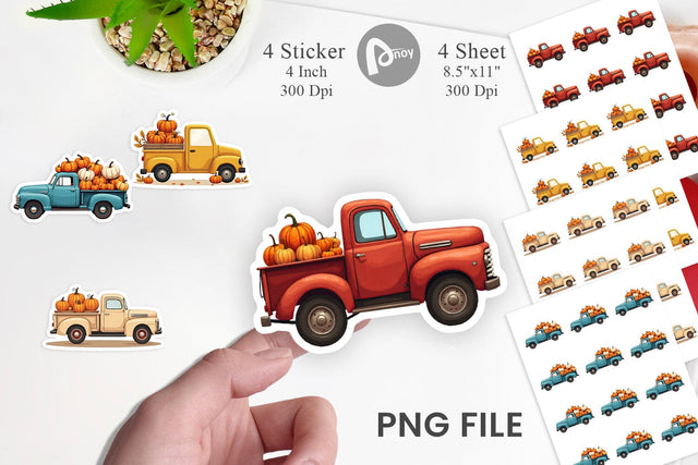 Boho Farm Trucks Sticker Sublimation artnoy 