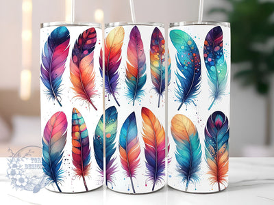 Boho Feather 20oz Skinny Tumbler, Boho Tumbler Png, Straight & Tapered Tumbler Wrap, Instant Digital Download Sublimation ToriDesigns 