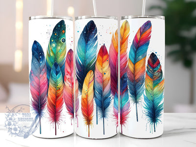 Boho Feather 20oz Skinny Tumbler, Boho Tumbler Png, Straight & Tapered Tumbler Wrap, Instant Digital Download Sublimation ToriDesigns 