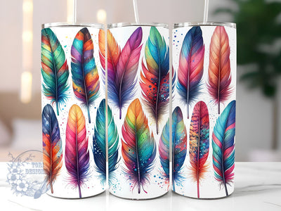 Boho Feather 20oz Skinny Tumbler, Boho Tumbler Png, Straight & Tapered Tumbler Wrap, Instant Digital Download Sublimation ToriDesigns 