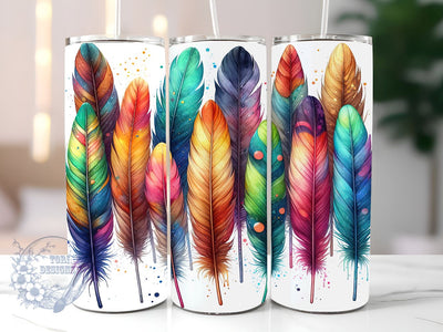 Boho Feather 20oz Skinny Tumbler, Boho Tumbler Png, Straight & Tapered Tumbler Wrap, Instant Digital Download Sublimation ToriDesigns 