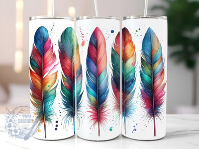 Boho Feather 20oz Skinny Tumbler, Boho Tumbler Png, Straight & Tapered Tumbler Wrap, Instant Digital Download Sublimation ToriDesigns 