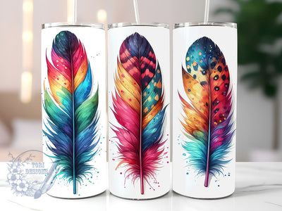 Boho Feather 20oz Skinny Tumbler, Boho Tumbler Png, Straight & Tapered Tumbler Wrap, Instant Digital Download Sublimation ToriDesigns 