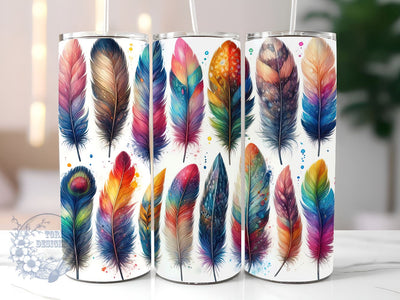 Boho Feather 20oz Skinny Tumbler, Boho Tumbler Png, Straight & Tapered Tumbler Wrap, Instant Digital Download Sublimation ToriDesigns 