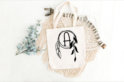 Boho Feather Charm Monogram Font Dm Letter Studio 