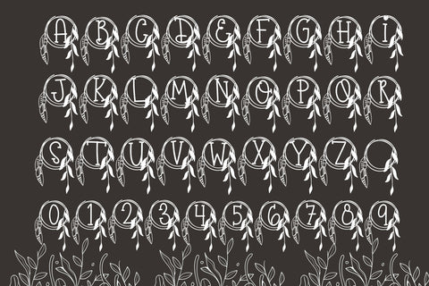 Boho Feather Embrace Monogram Font Dm Letter Studio 
