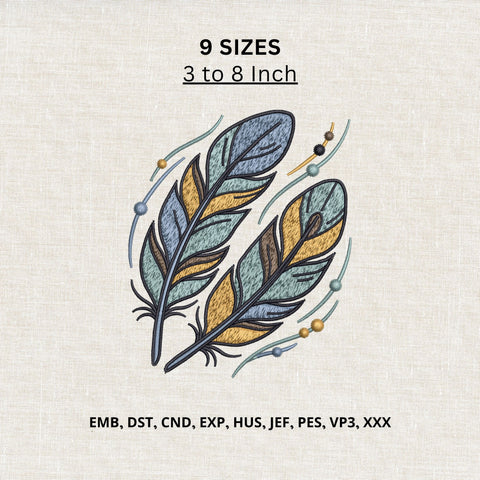 Boho Feather Machine Embroidery Design – Tribal Feather Embroidery File, Bohemian Nature Design Embroidery/Applique DESIGNS PatternFeed8 
