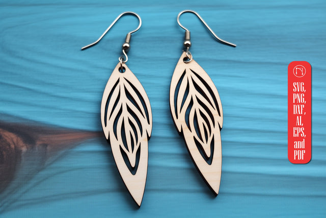 Boho Feather Shape Wood Earring SVG SVG MD JOYNAL ABDIN 