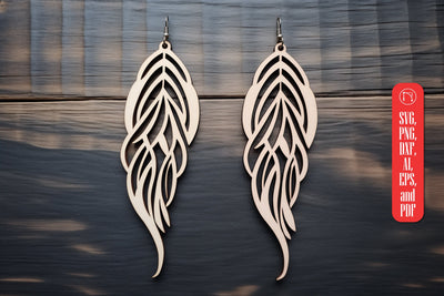 Boho Feather Shape Wood Earring SVG SVG MD JOYNAL ABDIN 