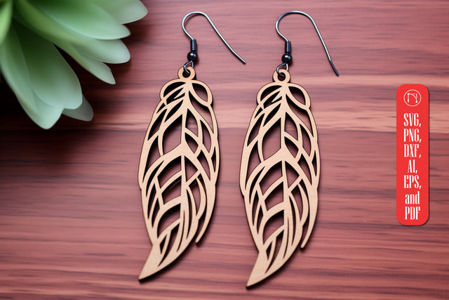 Boho Feather Shape Wood Earring SVG SVG MD JOYNAL ABDIN 
