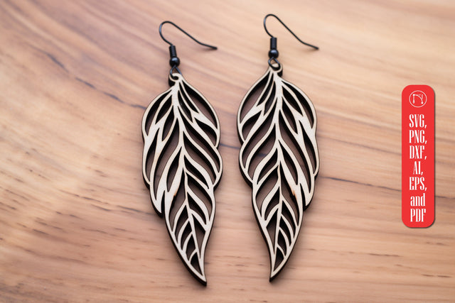 Boho Feather Shape Wood Earring SVG SVG MD JOYNAL ABDIN 