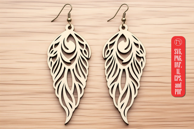 Boho Feather Shape Wood Earring SVG SVG MD JOYNAL ABDIN 