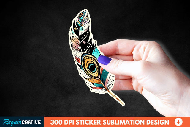 Boho Feather Sticker Clipart Sublimation Regulrcrative 