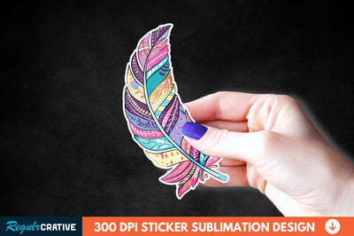 Boho Feather Sticker Clipart Sublimation Regulrcrative 