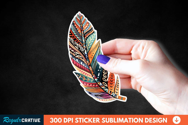 Boho Feather Sticker Clipart Sublimation Regulrcrative 