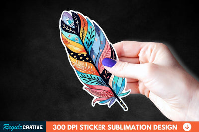 Boho Feather Sticker Clipart Sublimation Regulrcrative 