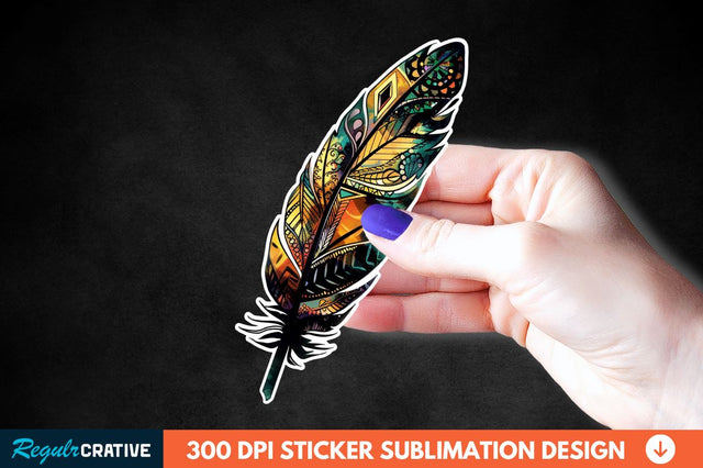 Boho Feather Sticker Clipart Sublimation Regulrcrative 