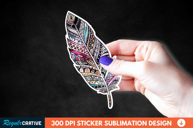 Boho Feather Sticker Clipart Sublimation Regulrcrative 