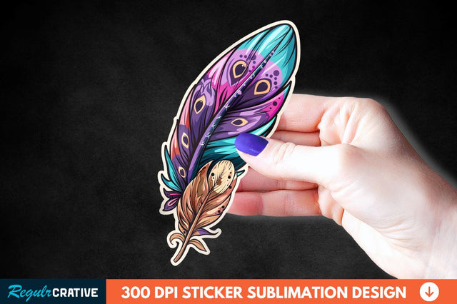 Boho Feather Sticker Clipart Sublimation Regulrcrative 