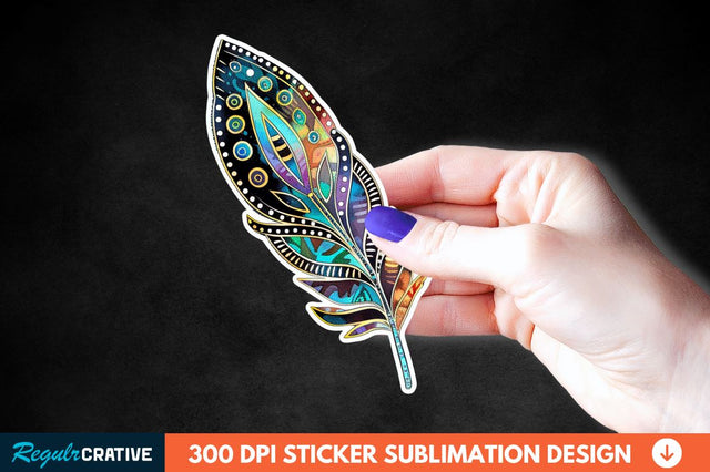 Boho Feather Sticker Clipart Sublimation Regulrcrative 