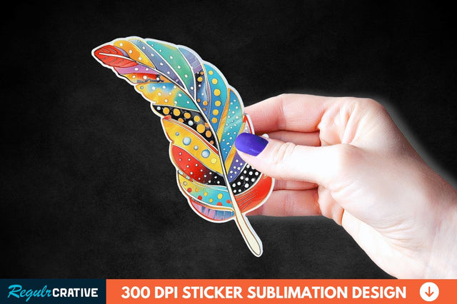 Boho Feather Sticker Clipart Sublimation Regulrcrative 