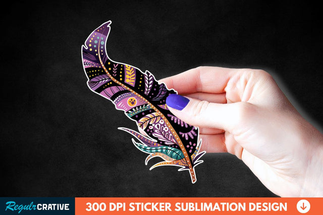 Boho Feather Sticker Clipart Sublimation Regulrcrative 