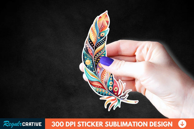 Boho Feather Sticker Clipart Sublimation Regulrcrative 