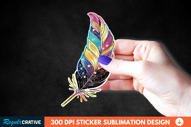 Boho Feather Sticker Clipart Sublimation Regulrcrative 