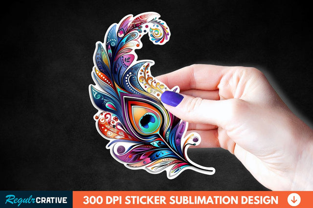 Boho Feather Sticker Clipart Sublimation Regulrcrative 