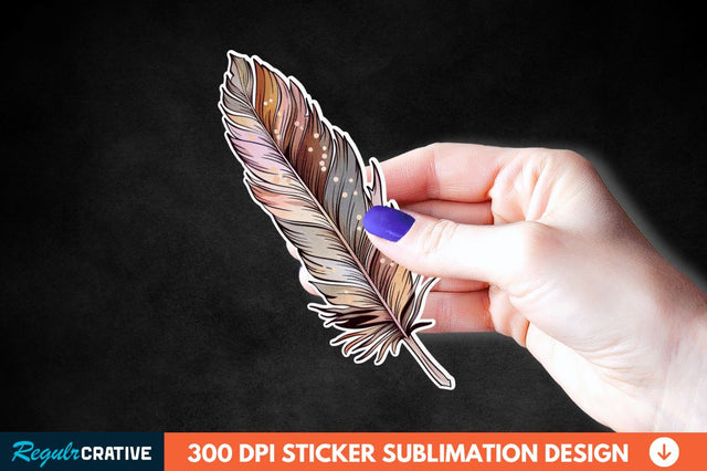 Boho Feather Sticker Clipart Sublimation Regulrcrative 