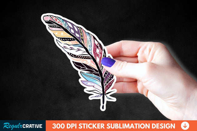 Boho Feather Sticker Clipart Sublimation Regulrcrative 