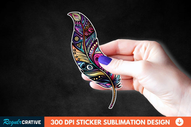 Boho Feather Sticker Clipart Sublimation Regulrcrative 