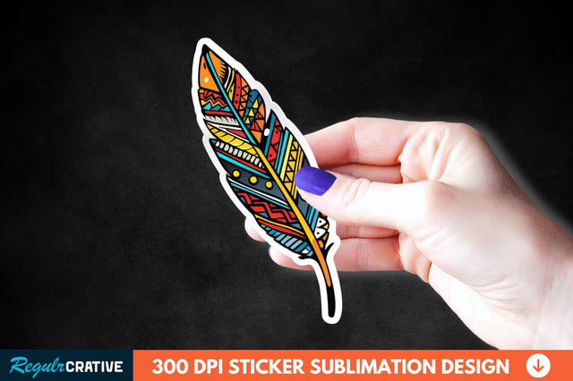 Boho Feather Sticker Clipart Sublimation Regulrcrative 