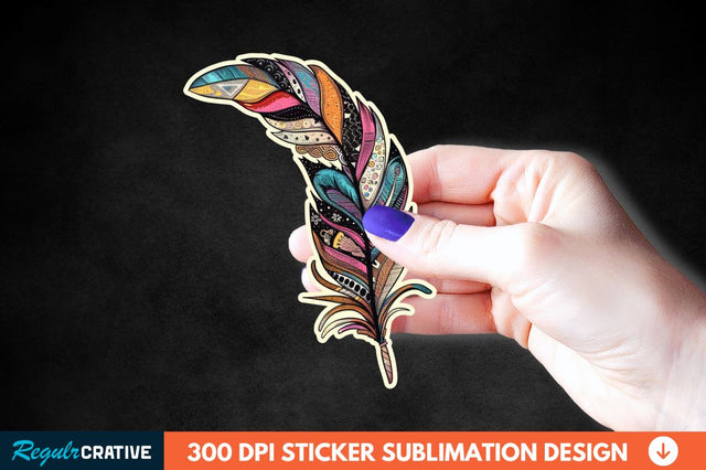 Boho Feather Sticker Clipart Sublimation Regulrcrative 